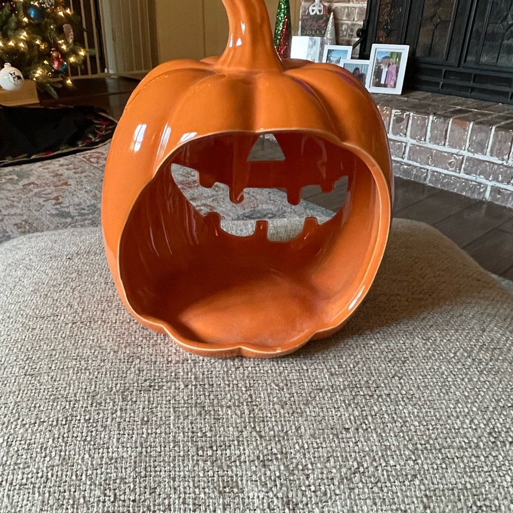 Two Ashland Pumpkin Candle Holders in Vibrant Orange - Picture 5 of 6